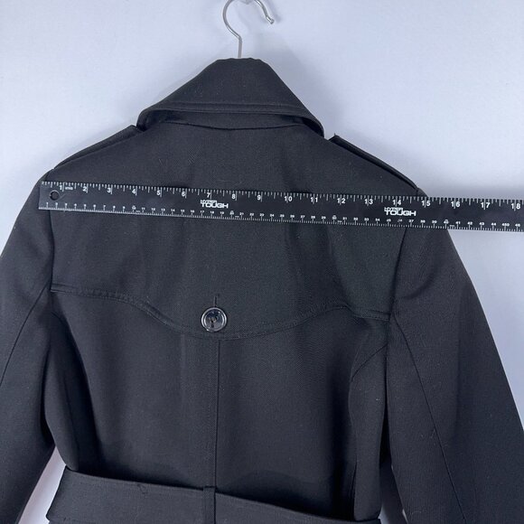 Trina Turk Juliette Flare Wool Trench Coat Womens Size 6 Tie Waist NG672K Black - Picture 14 of 15